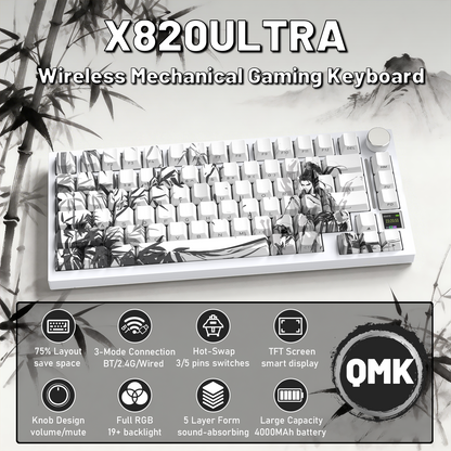 ATTACK SHARK X820ULTRA Mechanical Keyboard with C01ULTRA Coiled Cable