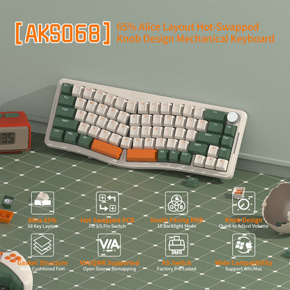ATTACK SHARK x AJAZZ AKS068 Alice Mechanical Keyboard