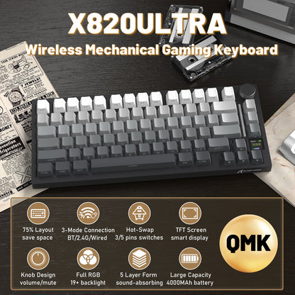 ATTACK SHARK X820ULTRA Mechanical Keyboard with C01ULTRA Coiled Cable
