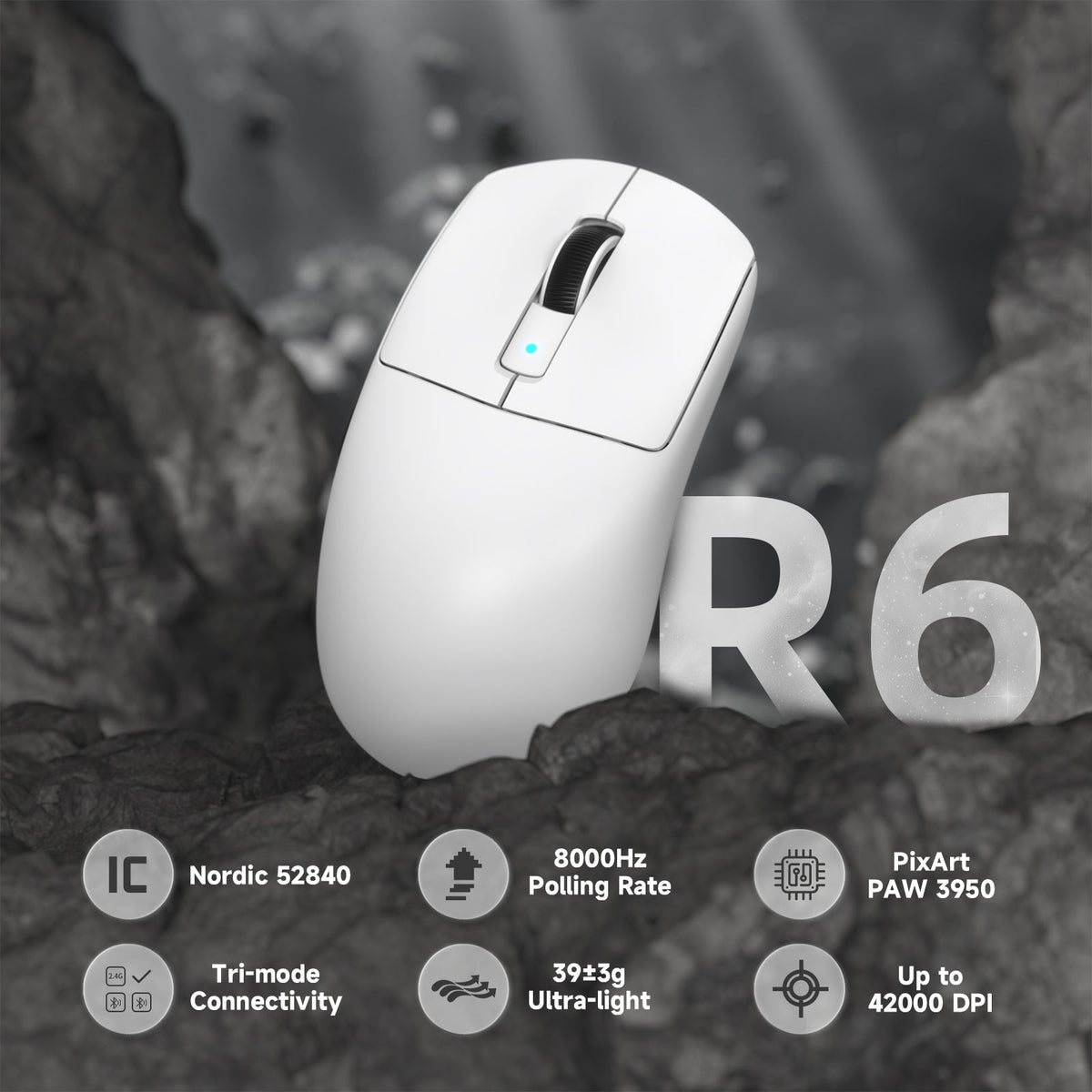 ATTACK SHARK R6 LIGHTSPEED Wireless Gaming Mouse with C06 Mouse Coiled Cable