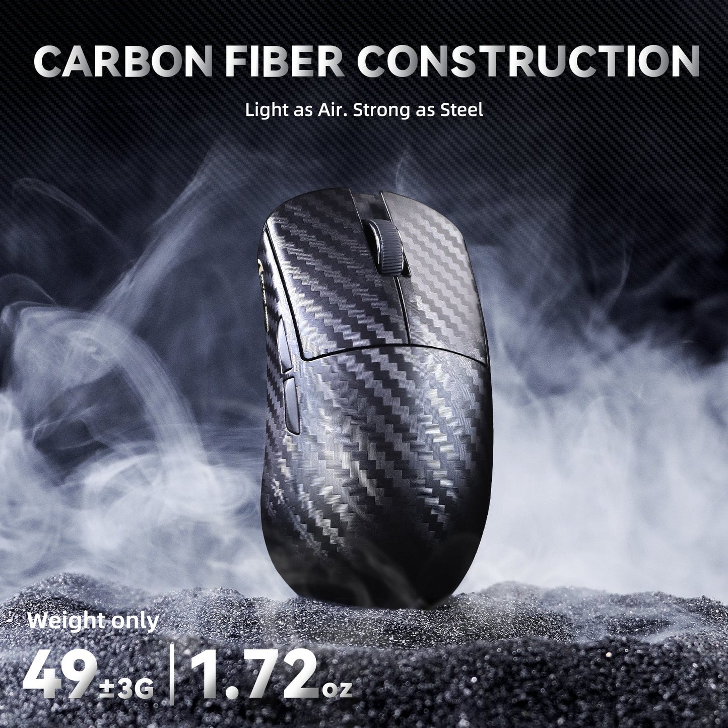 ATTACK SHARK R11 ULTRA Carbon Fiber Wireless 8K PAW3950MAX Gaming Mouse with C06 Ultra LED Cable