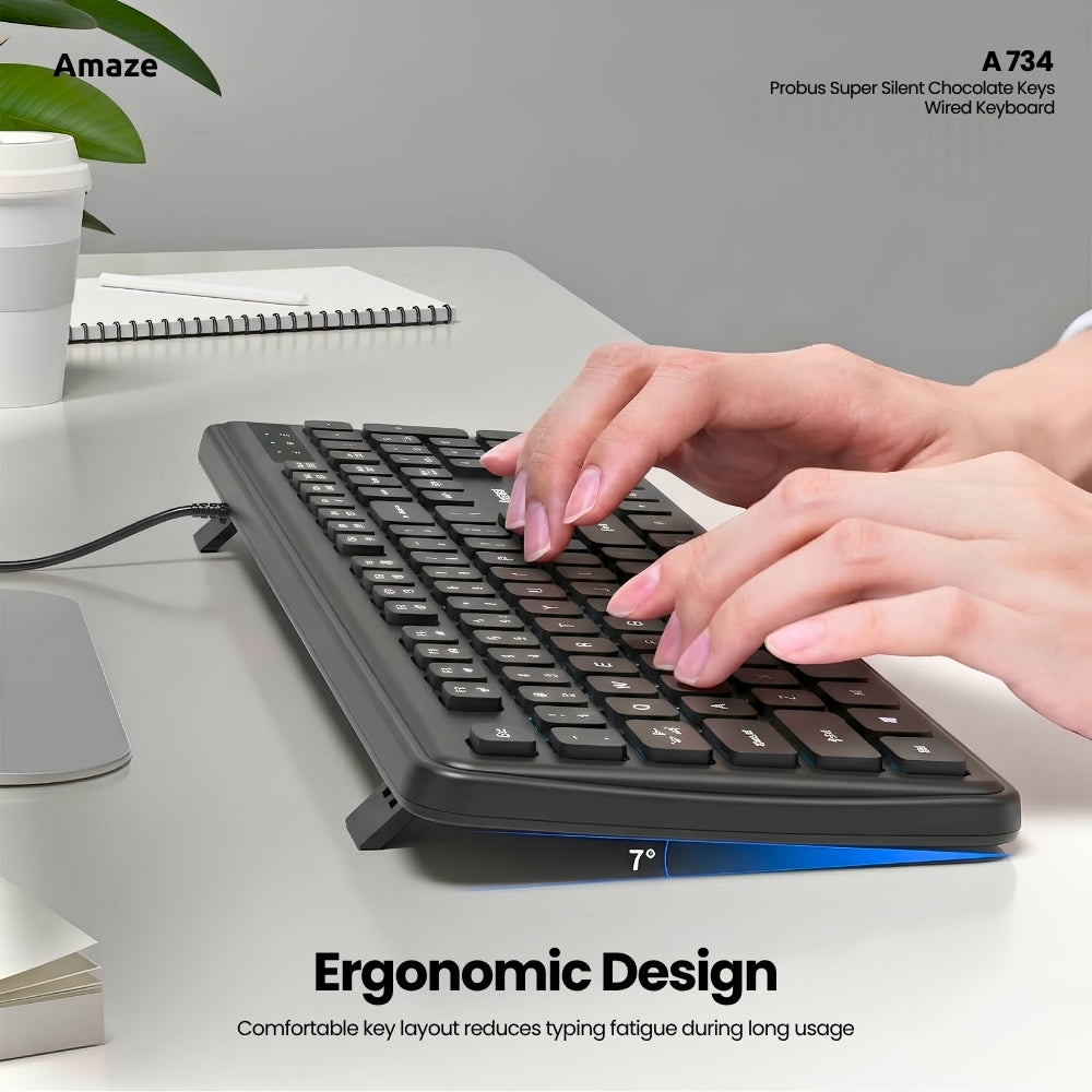 Probus Super Silent Chocolate Keys Wired Keyboard  | A734