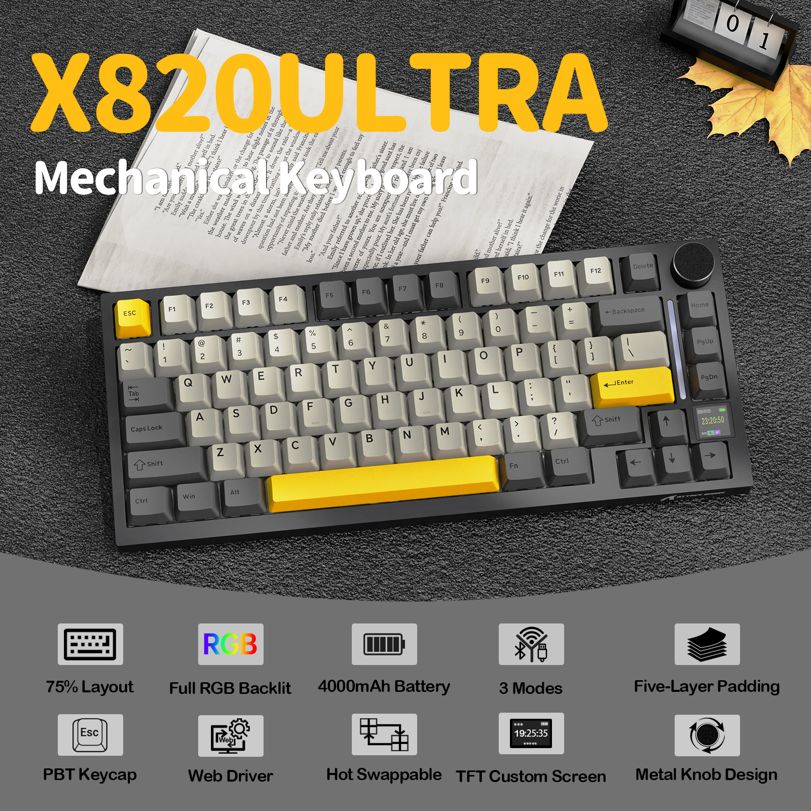 ATTACK SHARK X820Ultra Tri-mode Gasket Mechanical Keyboard