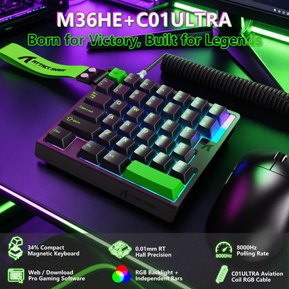 ATTACK SHARK M36 HE One-Handed Magnetic Switch Keyboard & C01 ULTRA LED Aviator Cable