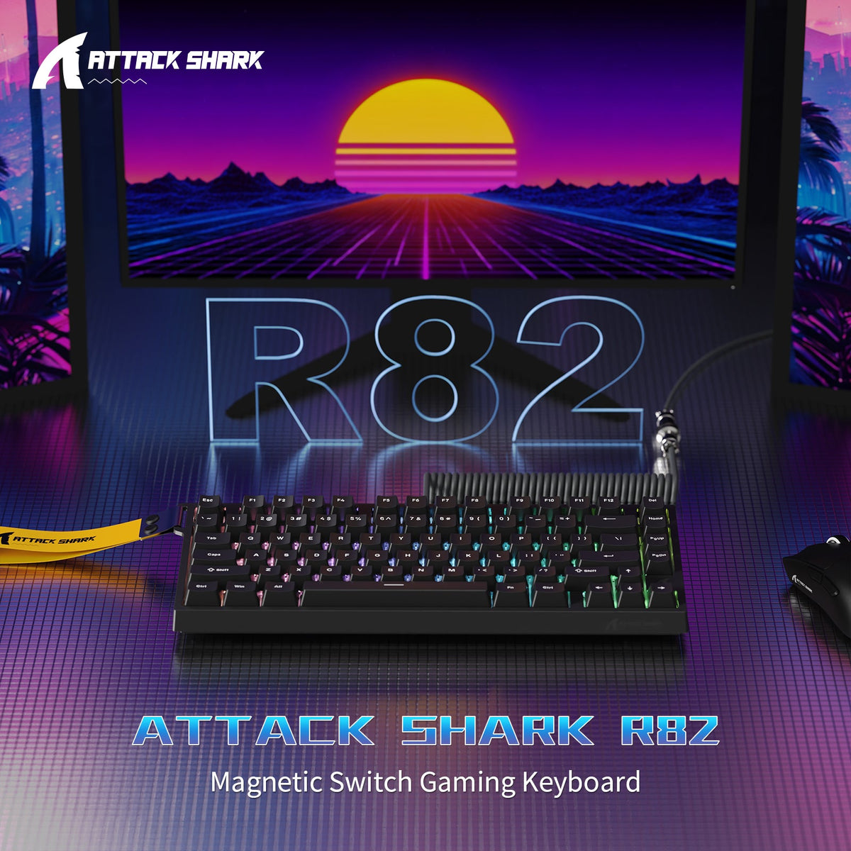 ATTACK SHARK R82 HE Wired 75% Gaming Keyboard  with C01ULTRA LED Cable