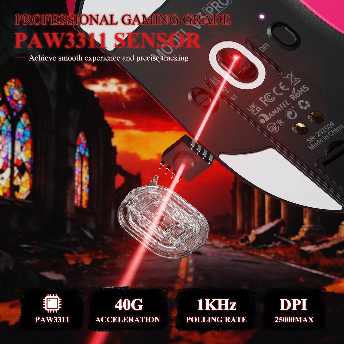 ATTACK SHARK V3PRO Ultra-Light Tri-Mode Gaming Mouse with Charging Dock