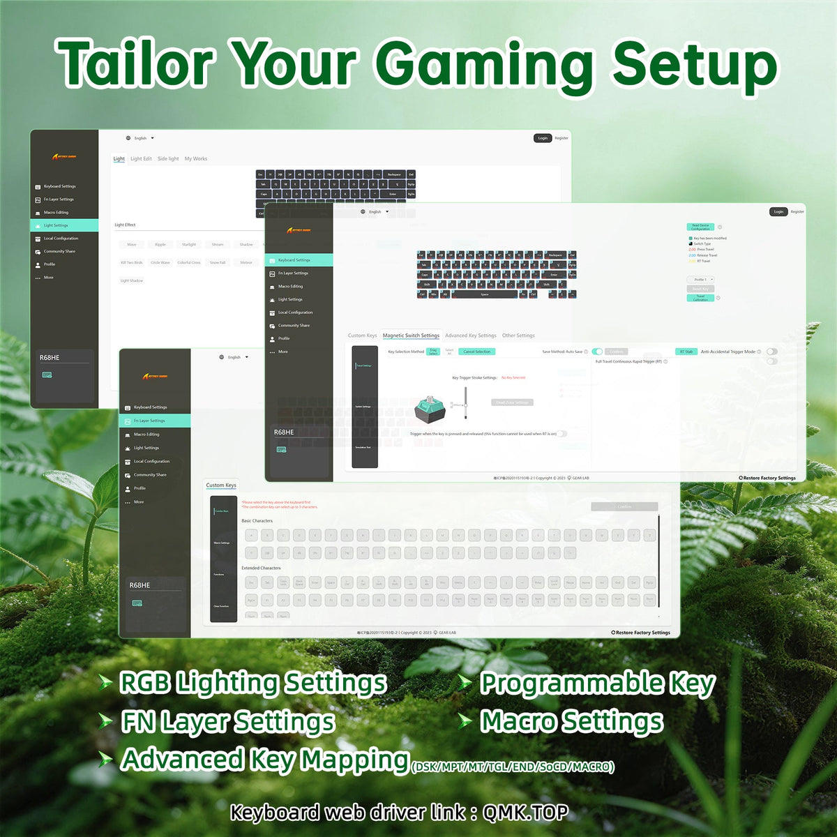 ATTACK SHARK R68 HE Carbon Fiber Wired Rapid Trigger Magnetic Switch Keyboard With C01 Ultra RGB Coiled Cable