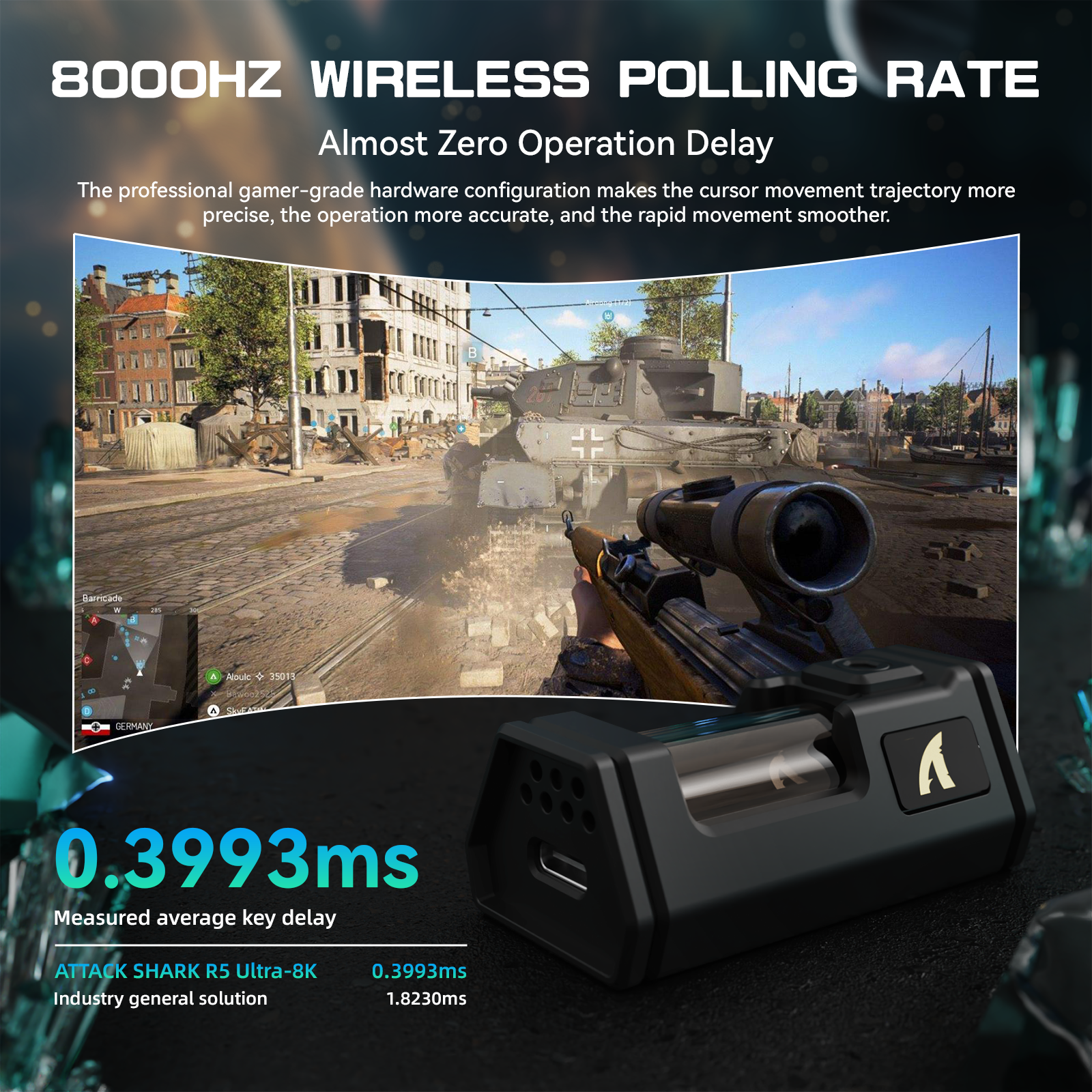 ATTACK SHARK R5 ULTRA Carbon Fiber Wireless 8K PAW3950MAX Gaming Mouse