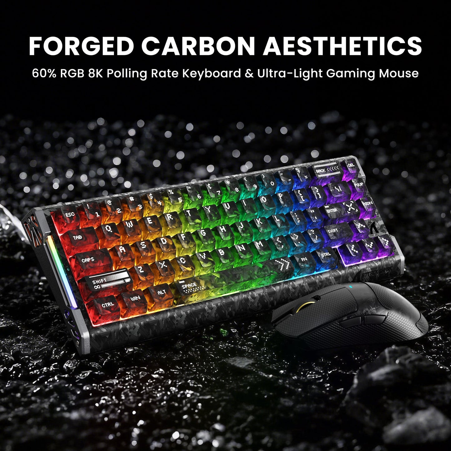 ATTACK SHARK R68 HE & X11 ULTRA Carbon Fiber Gaming Bundle With C01 ULTRA Coiled Cable