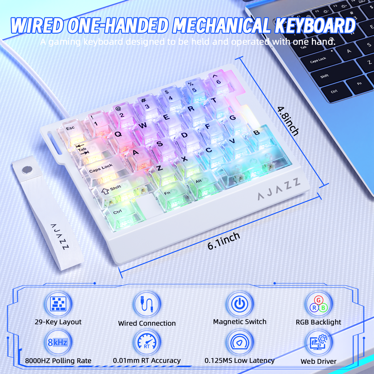 ATTACK SHARK X AJAZZ AK029 Wired One-Handed Gaming Keyboard