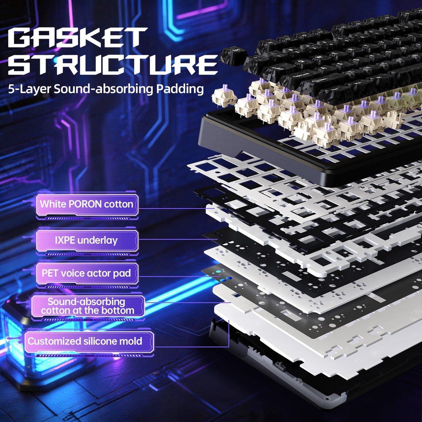 ATTACK SHARK X87 ULTRA Wireless Gaming Keyboard with 8KHz Receiver and RGB Coiled Cable
