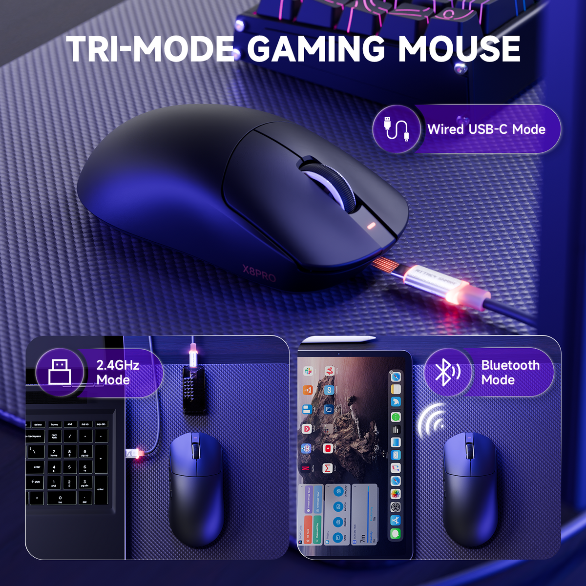 ATTACK SHARK X8PRO Ultra-Light Wireless Gaming Mouse & C06ULTRA Cable