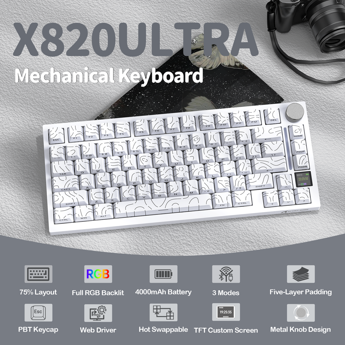 ATTACK SHARK X820Ultra Tri-mode Gasket Mechanical Keyboard