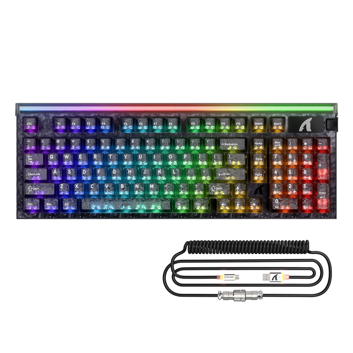 ATTACK SHARK R98 HE Carbon Fiber Wired Rapid Trigger Magnetic Switch Keyboard With C01 Ultra RGB Coiled Cable