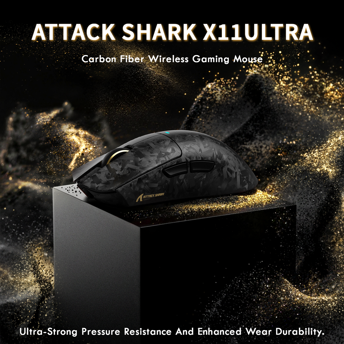 ATTACK SHARK X11 ULTRA Carbon Fiber Wireless Gaming Mouse With C06 Ultra LED Cable