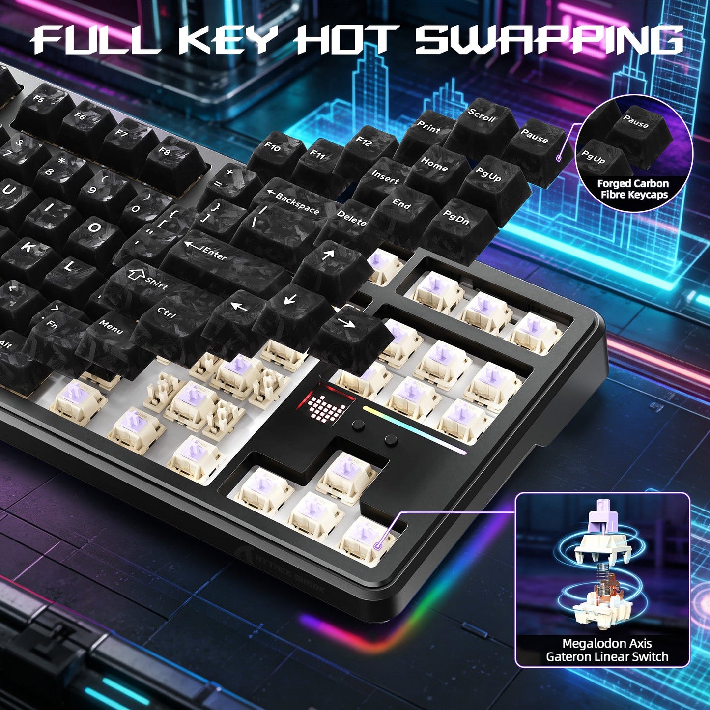 ATTACK SHARK X87 ULTRA Wireless Gaming Keyboard with 8KHz Receiver and RGB Coiled Cable