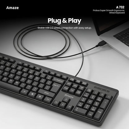 Probus Super Smooth Ergonomic Wired Keyboard | A732