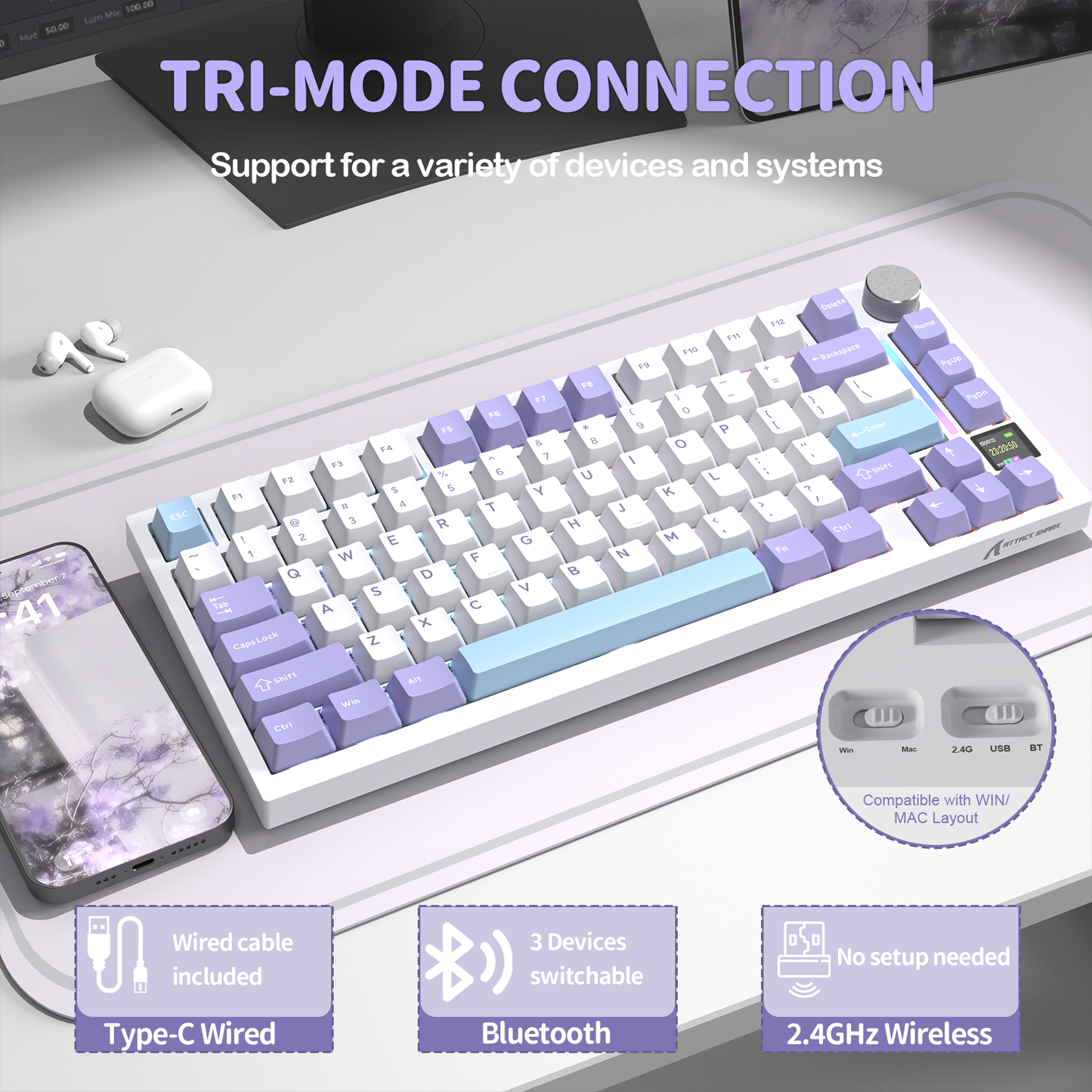 ATTACK SHARK X820Ultra Tri-mode Gasket Mechanical Keyboard
