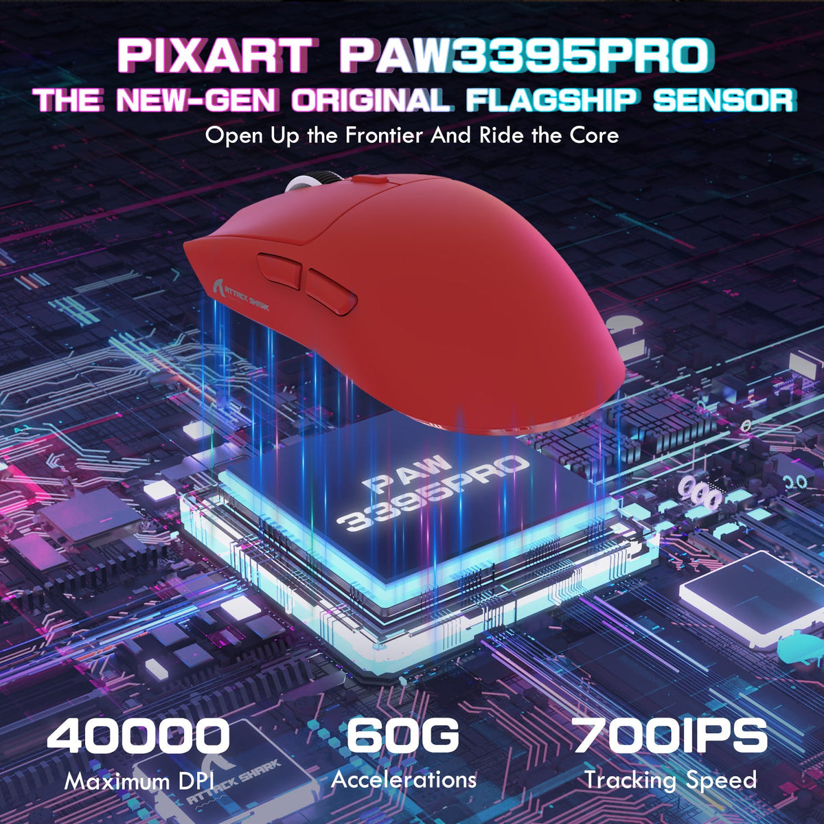 ATTACK SHARK X1 Tri-mode Gaming Mouse With Touchpad RGB Charging Dock PAW3395PRO Sensor