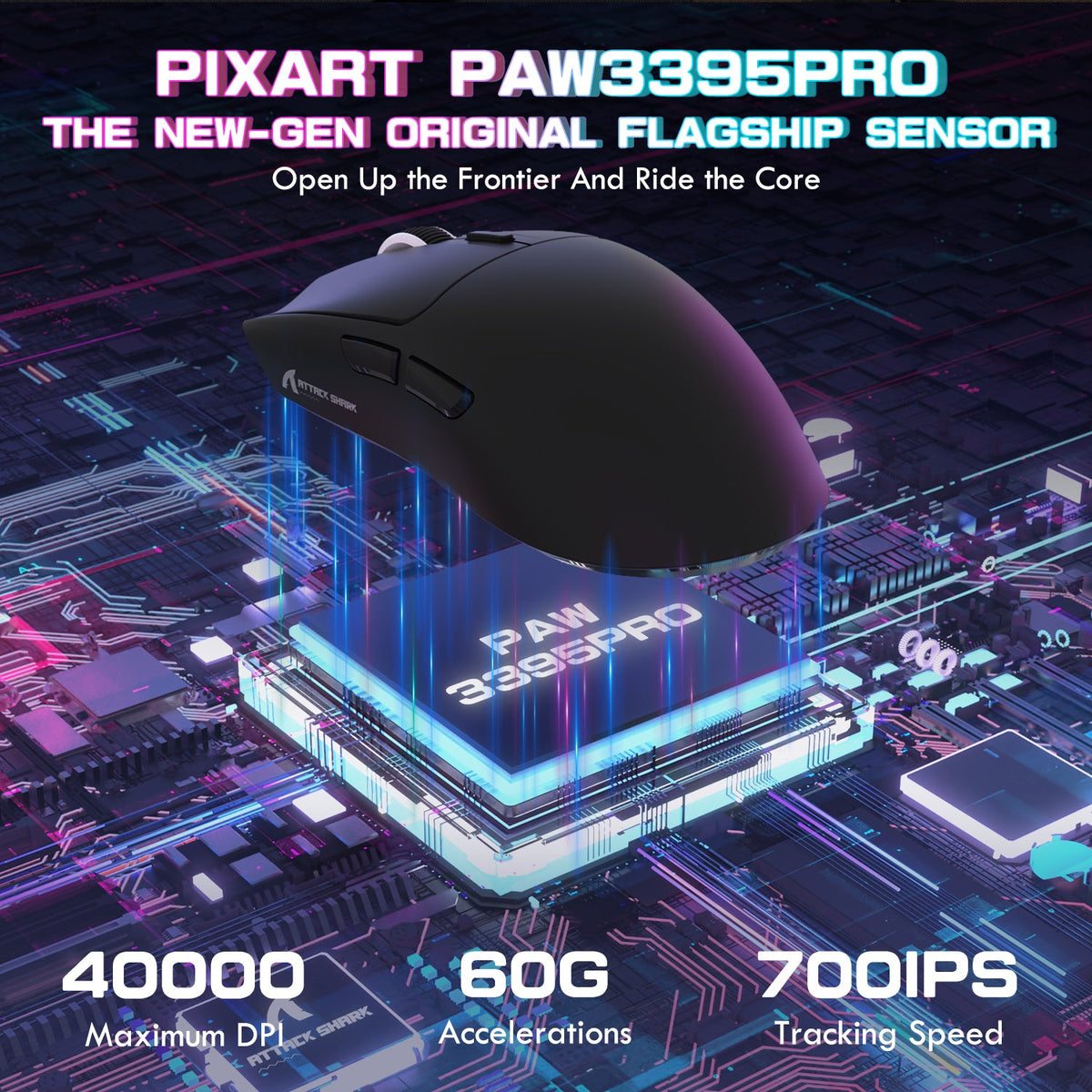 ATTACK SHARK X1 Tri-mode Gaming Mouse With Touchpad RGB Charging Dock PAW3395PRO Sensor