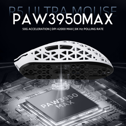 ATTACK SHARK R5 ULTRA Carbon Fiber Wireless 8K PAW3950MAX Gaming Mouse with 8K Coiled Cable