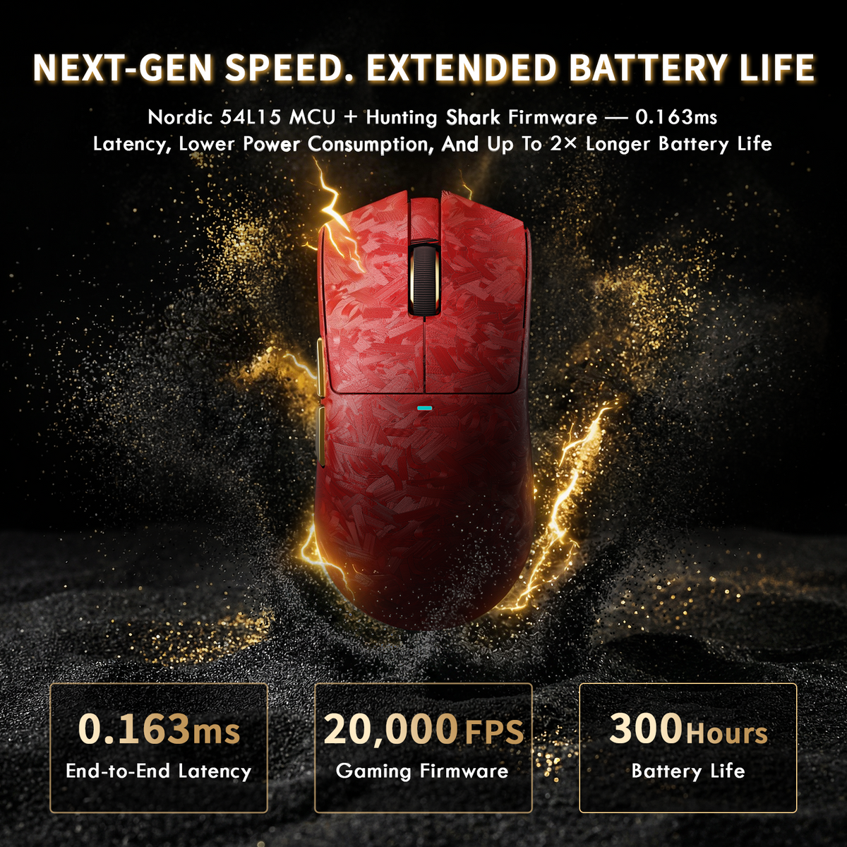 ATTACK SHARK X11 ULTRA Carbon Fiber Wireless Gaming Mouse With C06 Ultra LED Cable