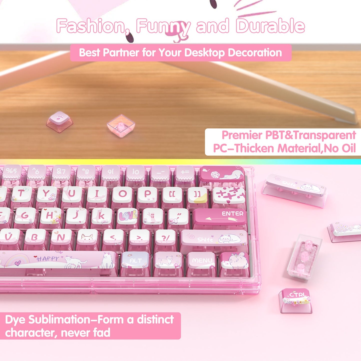 ATTACK SHARK 120 Keys PBT Dye-Sublimation Pudding Keycaps Set