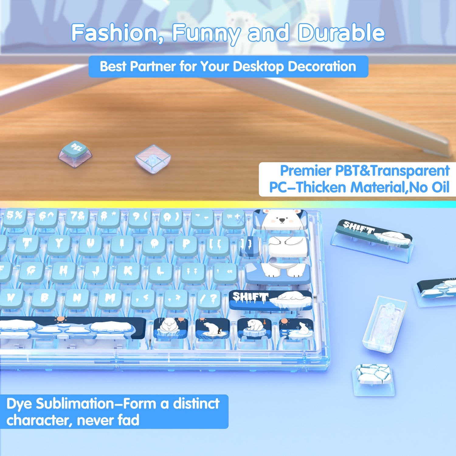 ATTACK SHARK 120 Keys PBT Dye-Sublimation Pudding Keycaps Set