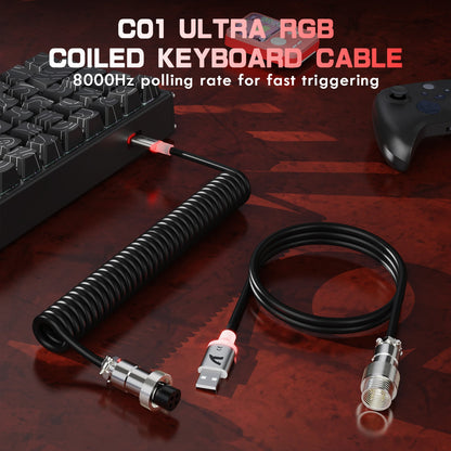 ATTACK SHARK X68MAX HE Rapid Trigger CNC Aluminum Keyboard Magnetic Switch with C01Ultra RGB Coiled Cable