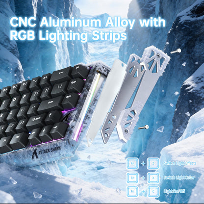 ATTACK SHARK R68 HE Carbon Fiber Wired Rapid Trigger Magnetic Switch Keyboard With C01 Ultra RGB Coiled Cable