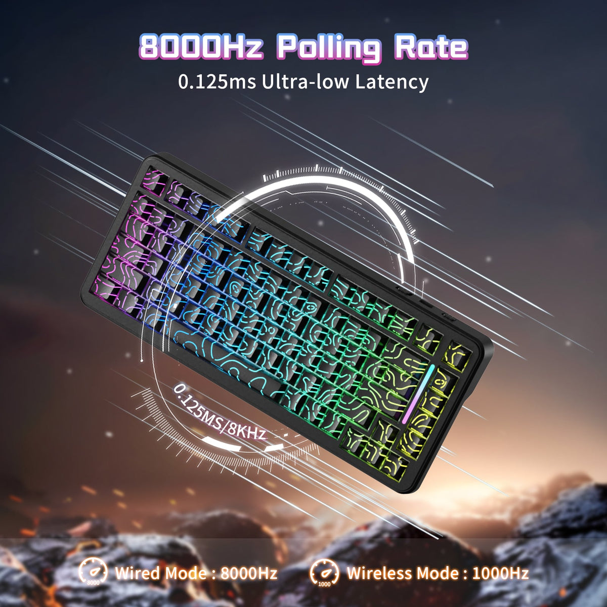 ATTACK SHARK X82PRO HE Wireless Rapid Trigger Gaming Keyboard Magnetic Switch