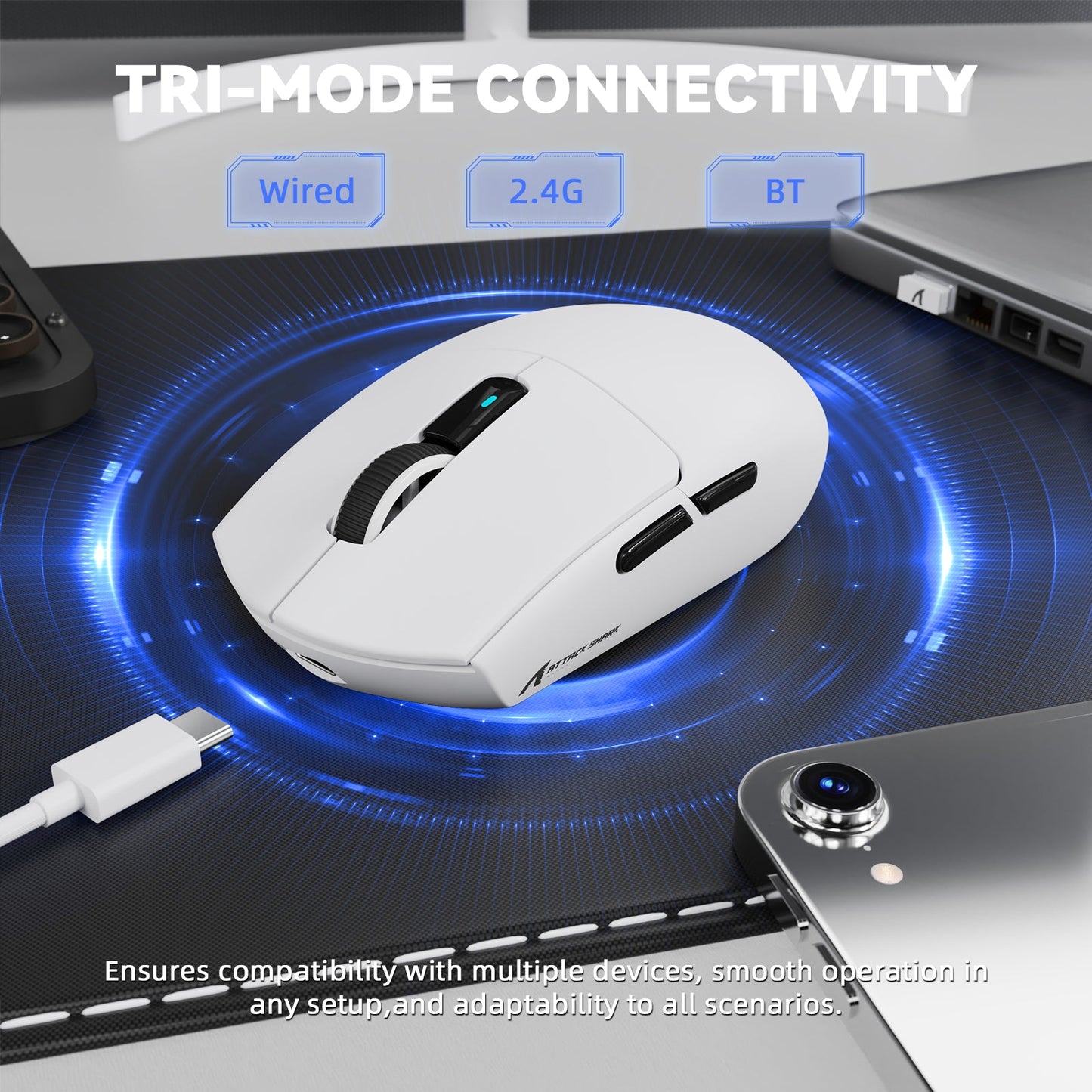 ATTACK SHARK G3 PRO Tri-mode Wireless Gaming Mouse with Charge Dock 25000 DPI Ultra Lightweight