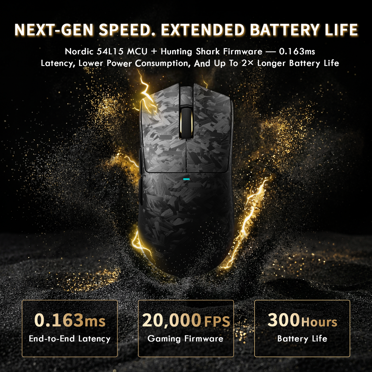 ATTACK SHARK X11 ULTRA Carbon Fiber Wireless Gaming Mouse With C06 Ultra LED Cable
