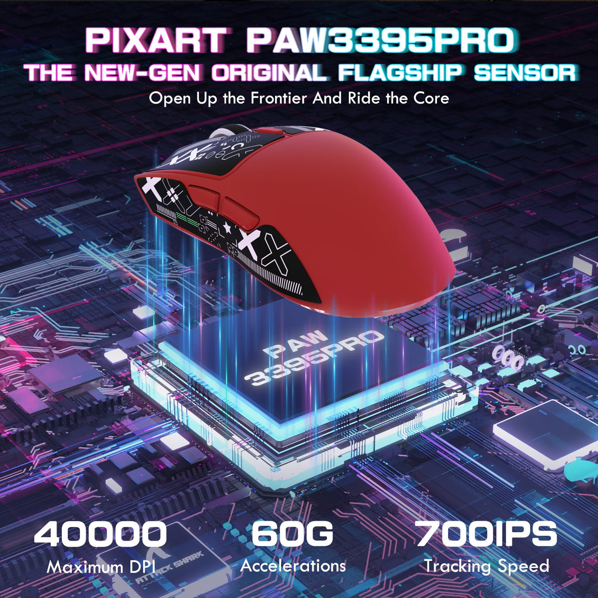 ATTACK SHARK X1 Tri-mode Gaming Mouse With Touchpad RGB Charging Dock PAW3395PRO Sensor