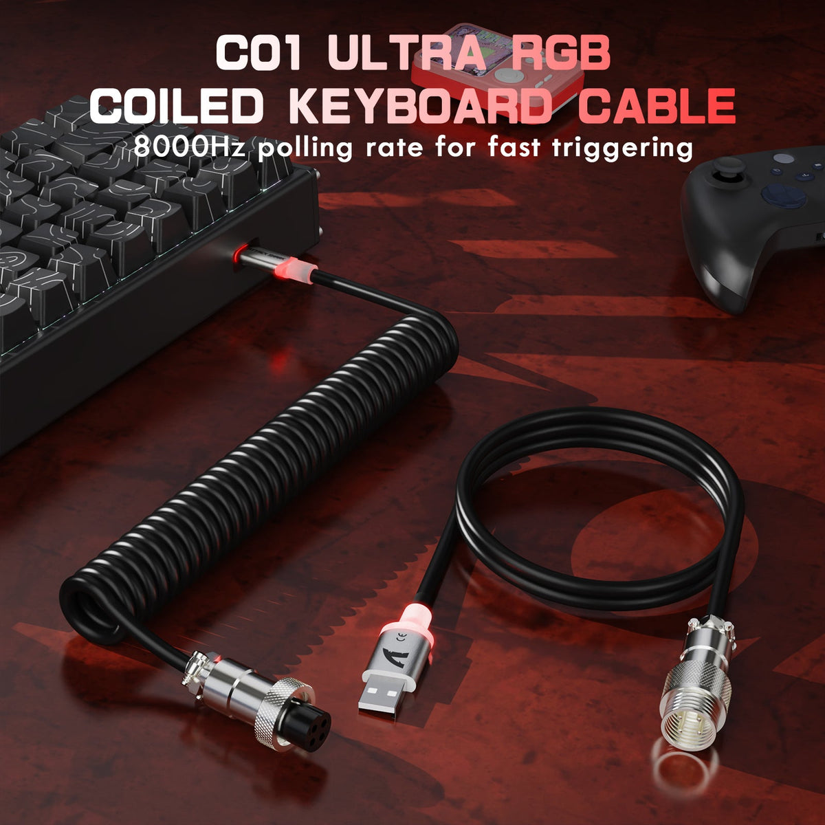 ATTACK SHARK X68MAX HE Rapid Trigger CNC Aluminum Keyboard Magnetic Switch with C01Ultra RGB Coiled Cable