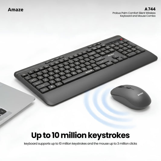Probus Palm Comfort Silent Wireless Keyboard and Mouse Combo A744