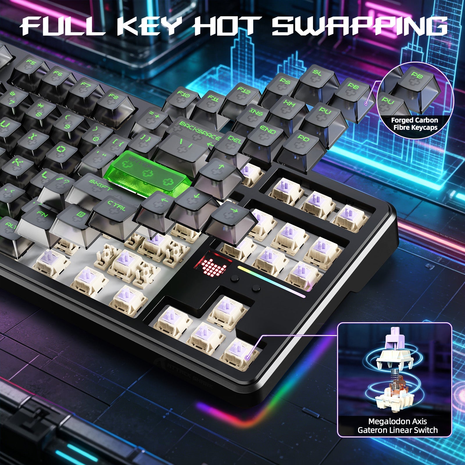 ATTACK SHARK X87 ULTRA Wireless Gaming Keyboard with 8KHz Receiver and RGB Coiled Cable