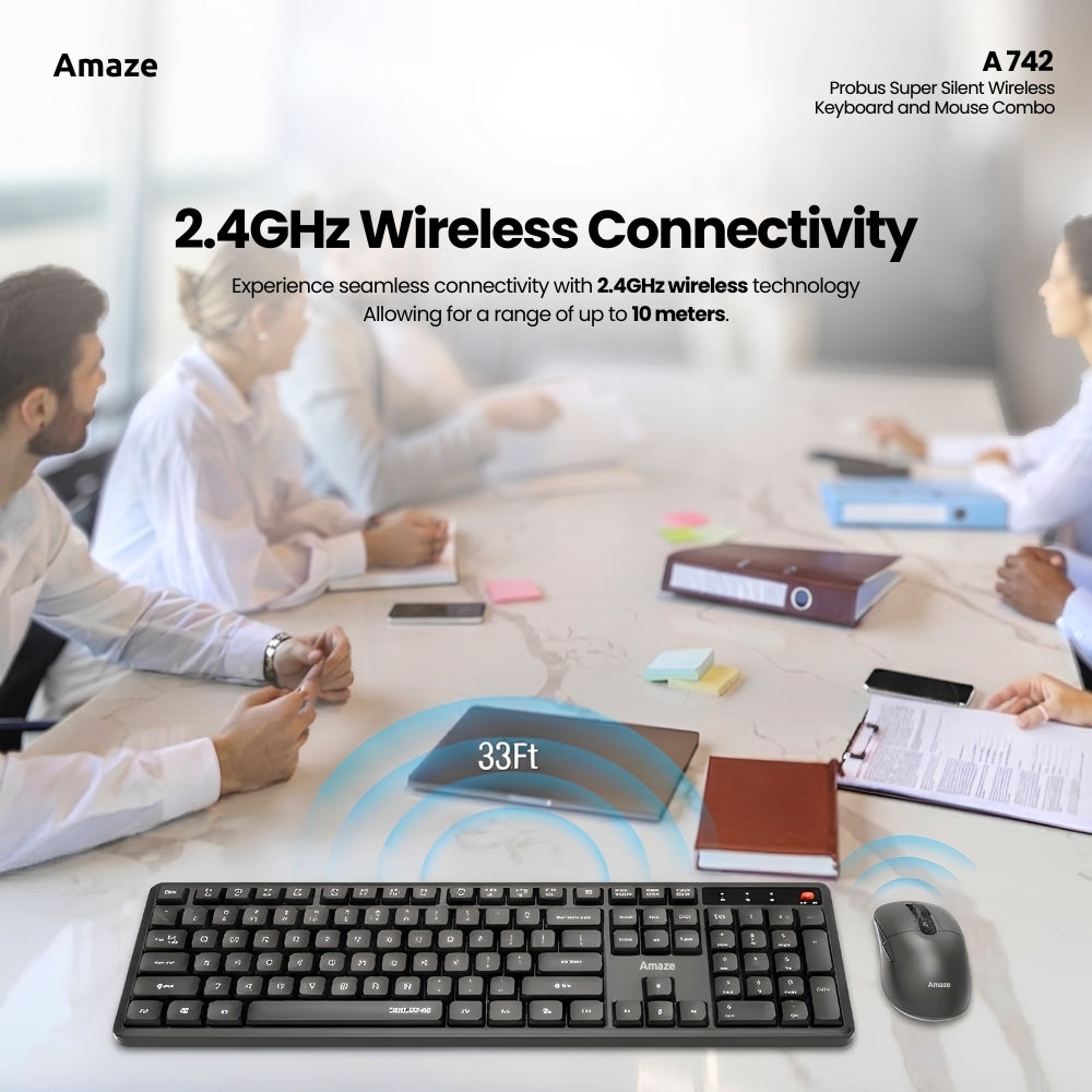 Probus Super Silent Wireless Keyboard and Mouse Combo- A742