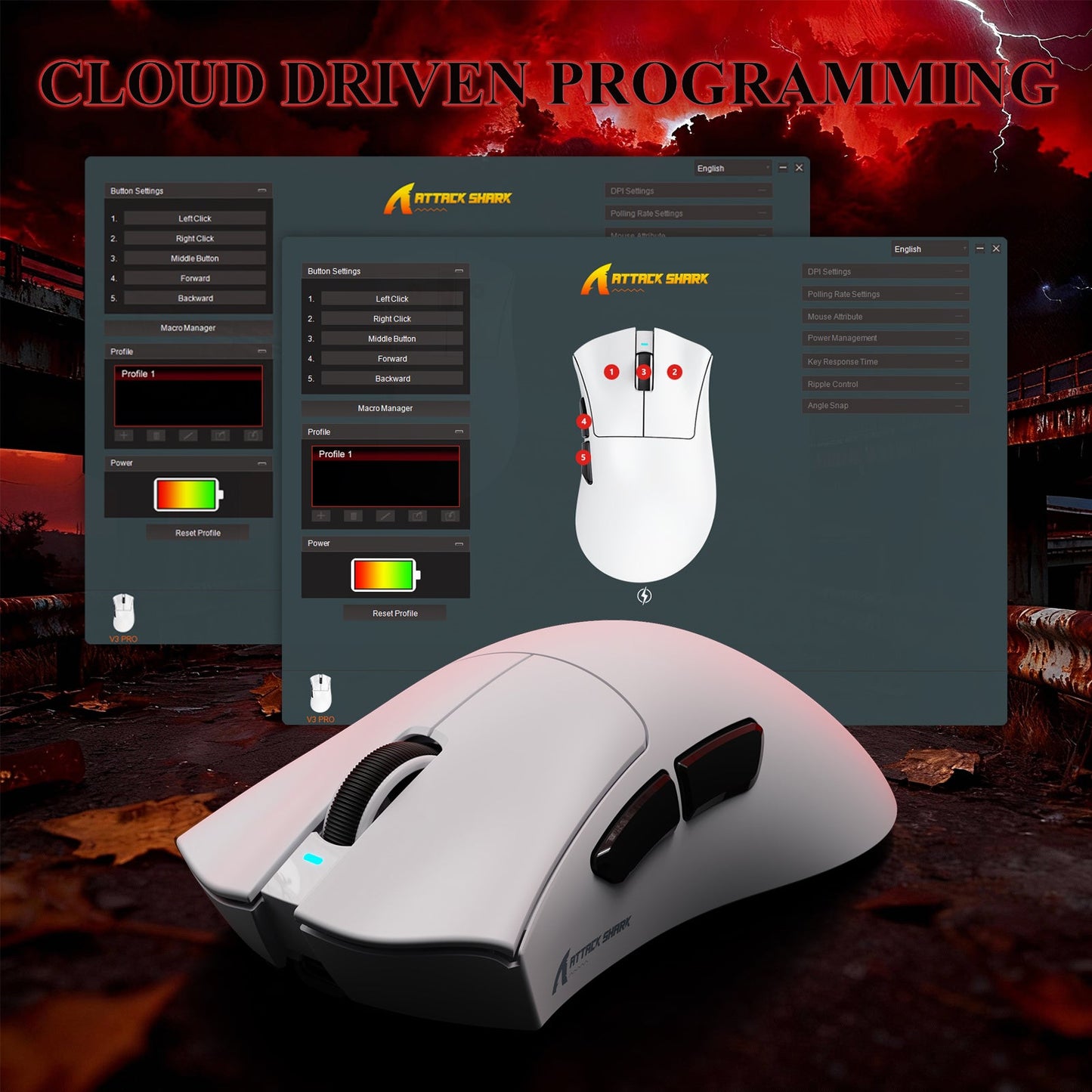 ATTACK SHARK V3PRO Ultra-Light Tri-Mode Gaming Mouse with Charging Dock
