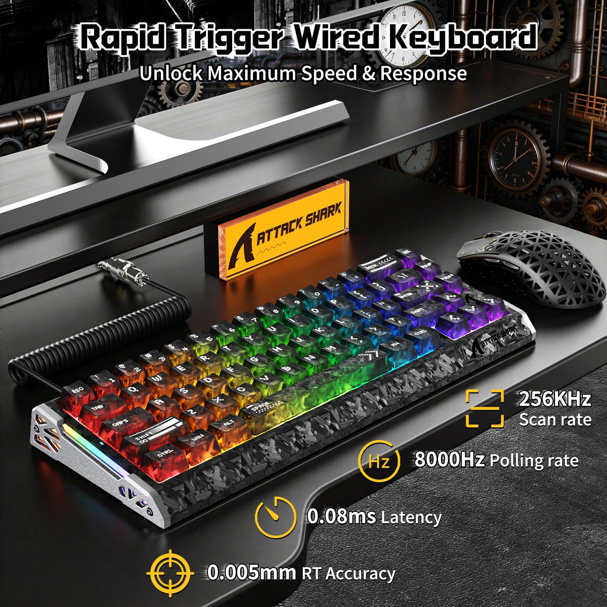 ATTACK SHARK R68 HE & R5 ULTRA Carbon Fiber Gaming Bundle With C01 ULTRA Coiled Cable