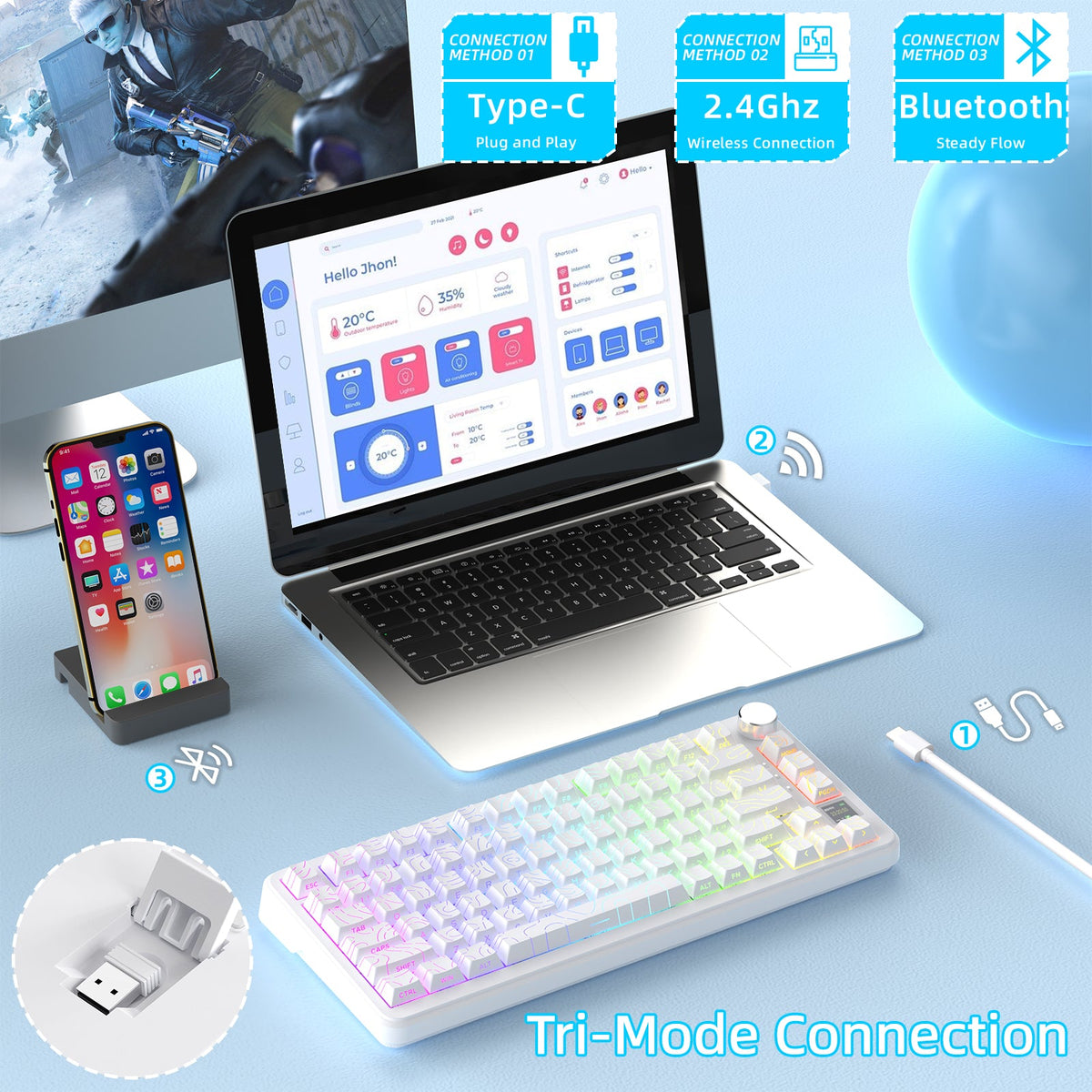 ATTACK SHARK X85PRO Tri-mode Gasket Mechanical Keyboard