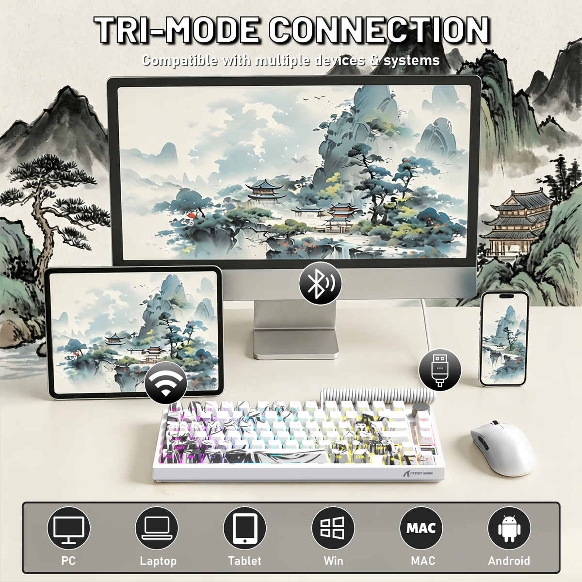 ATTACK SHARK X820ULTRA Mechanical Keyboard with C01ULTRA Coiled Cable