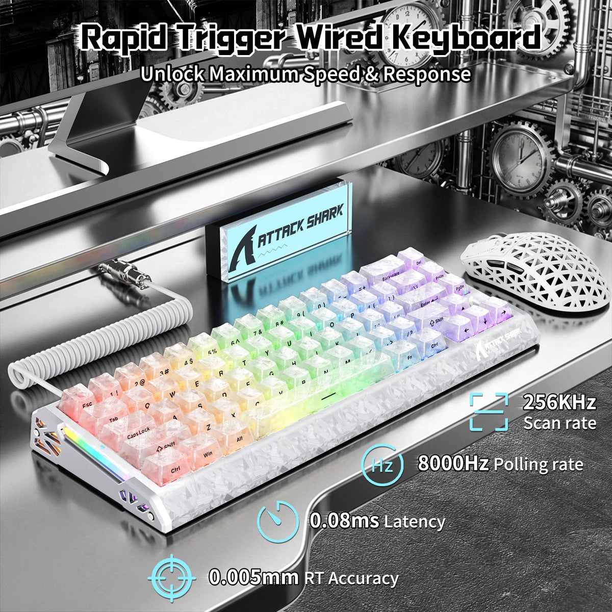 ATTACK SHARK R68 HE & R5 ULTRA Carbon Fiber Gaming Bundle With C01 ULTRA Coiled Cable