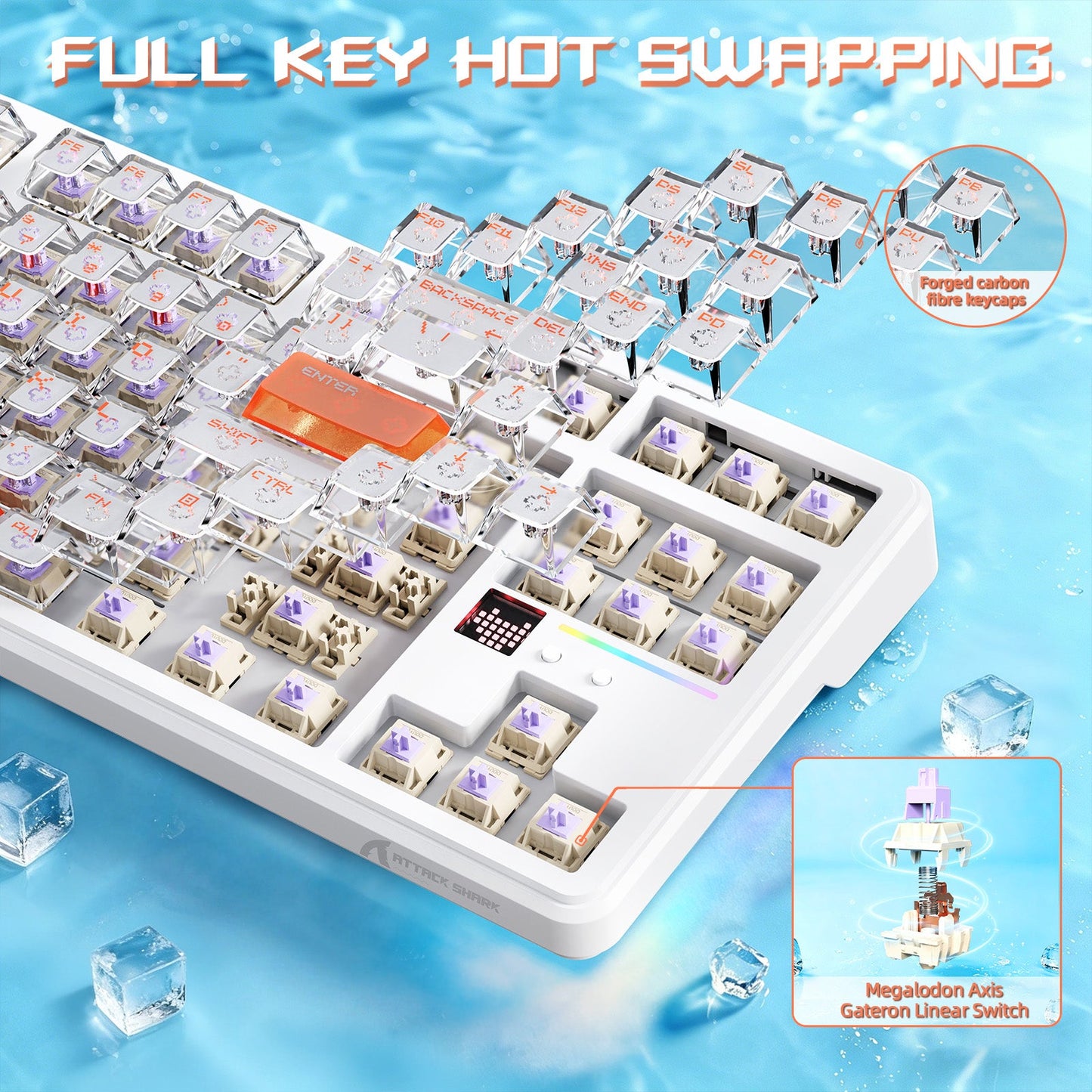 ATTACK SHARK X87 ULTRA Wireless Gaming Keyboard with 8KHz Receiver and RGB Coiled Cable