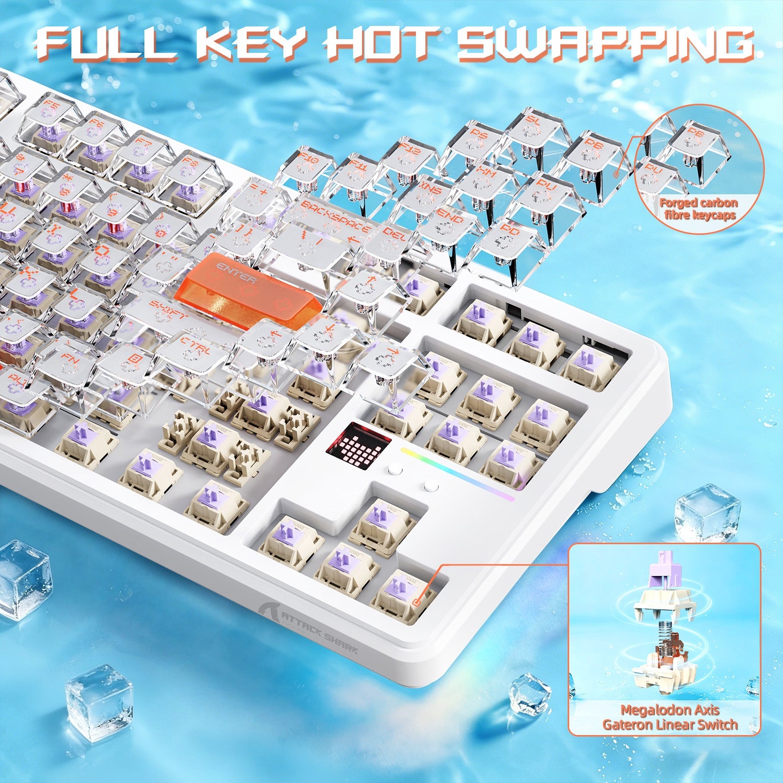 ATTACK SHARK X87 ULTRA Wireless Gaming Keyboard with 8KHz Receiver and RGB Coiled Cable