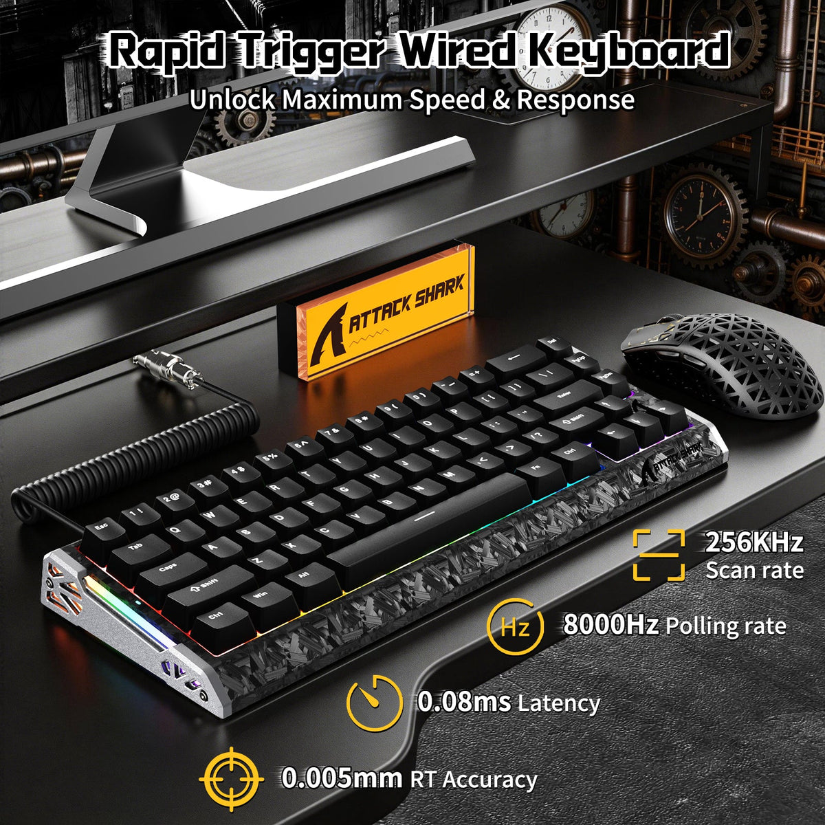 ATTACK SHARK R68 HE & R5 ULTRA Carbon Fiber Gaming Bundle With C01 ULTRA Coiled Cable