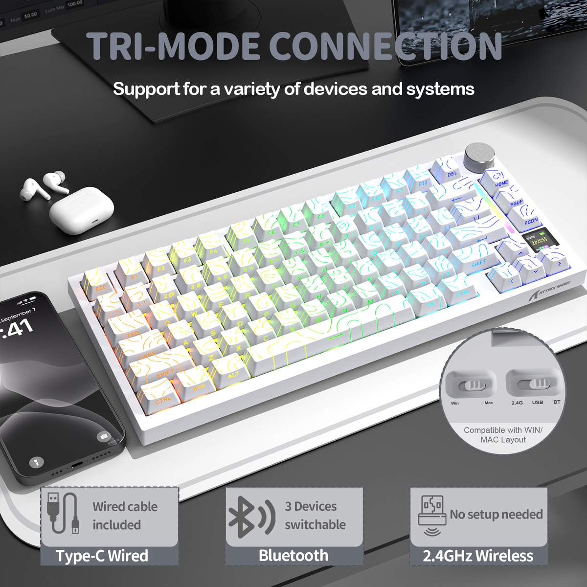 ATTACK SHARK X820Ultra Tri-mode Gasket Mechanical Keyboard