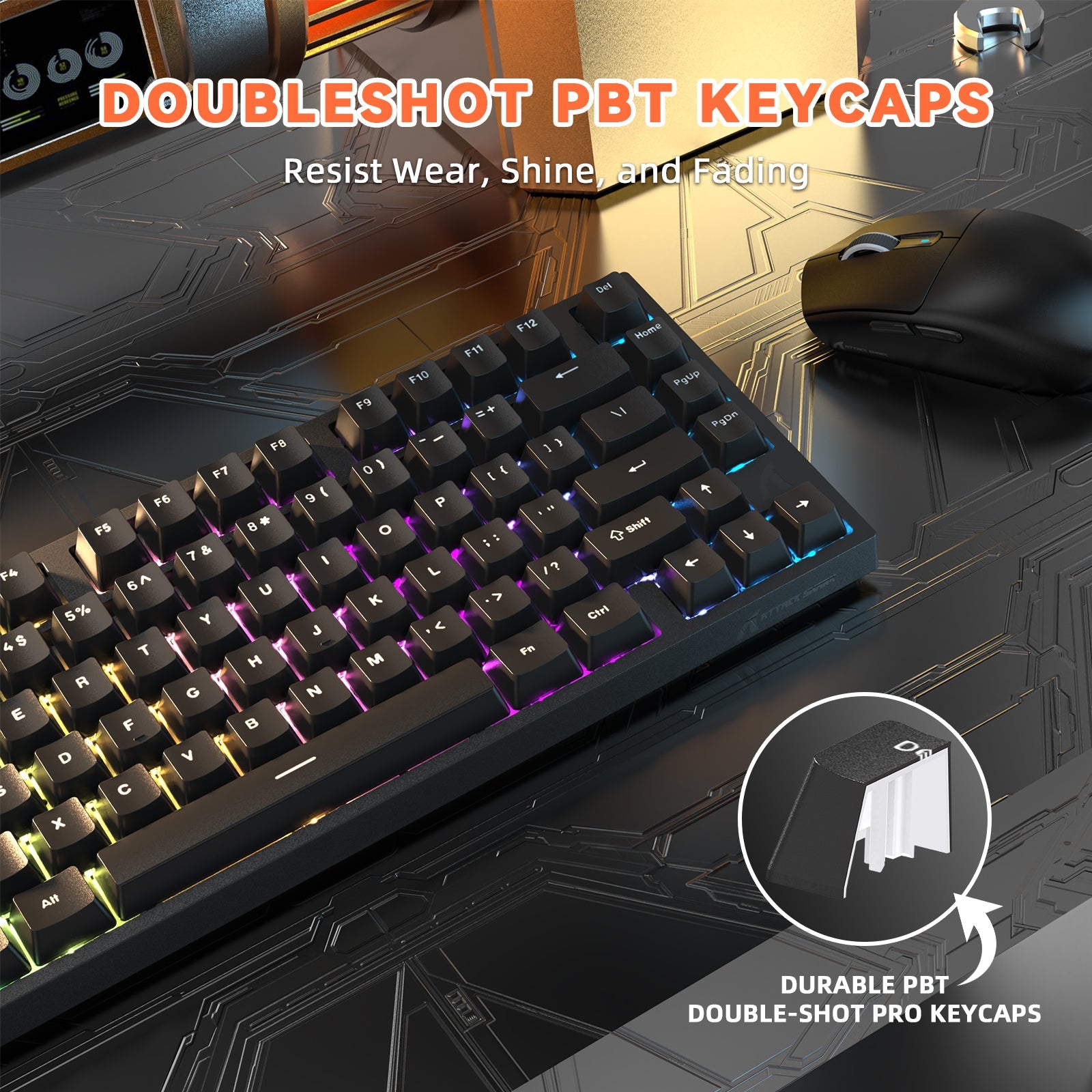 ATTACK SHARK R82 HE Rapid Trigger Keyboard Magnetic Switch with 0.005MM RT
