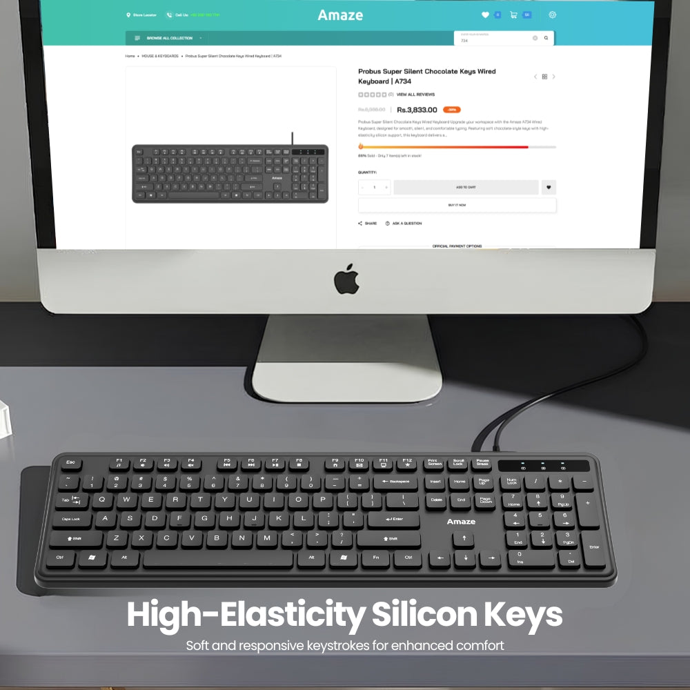 Probus Super Silent Chocolate Keys Wired Keyboard  | A734