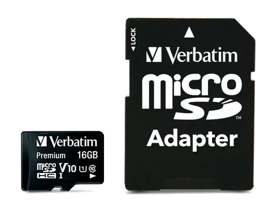 Verbatim 16GB Premium microSDHC Memory Card With Adapter